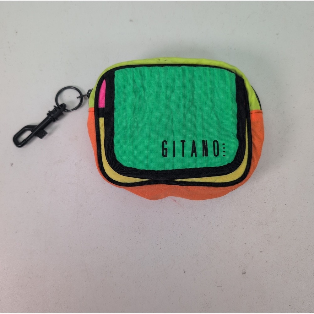 Gitano Vintage 90s Neon Mini Coin Purse Wallet Green Pink Orange